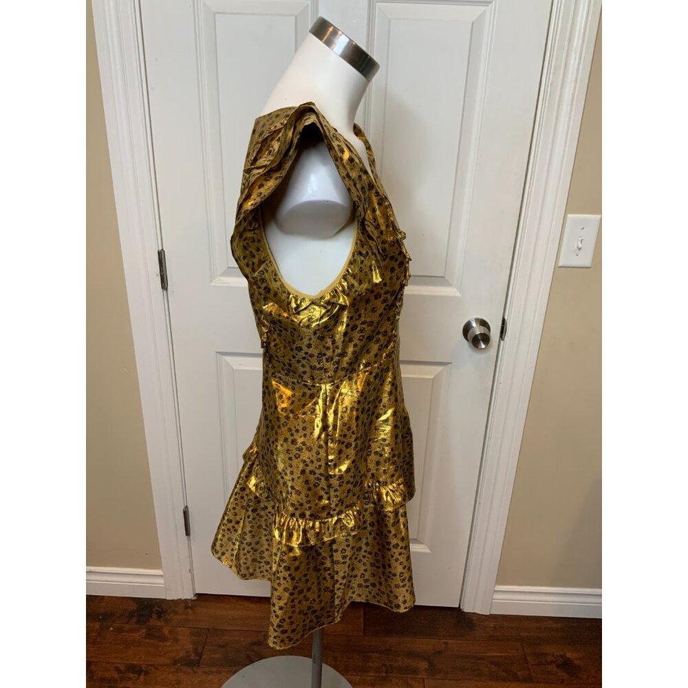 LoveShackFancy Zoya Dress Metallic Safari Gold Ruffle, Size 6, New! - Picture 4 of 8